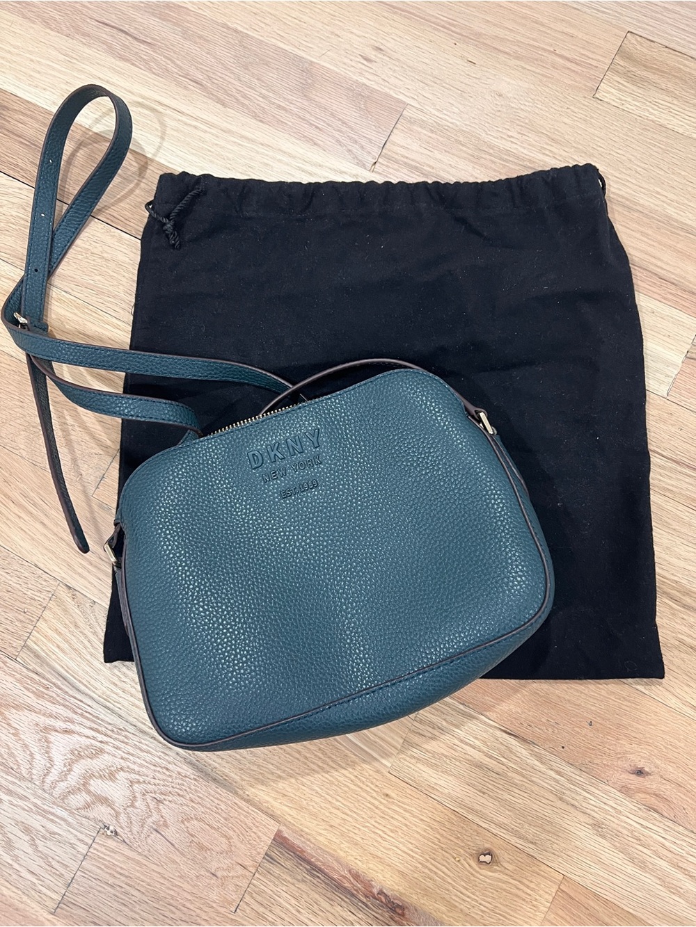DKNY Pebbled Leather Crossbody Bag in Teal
